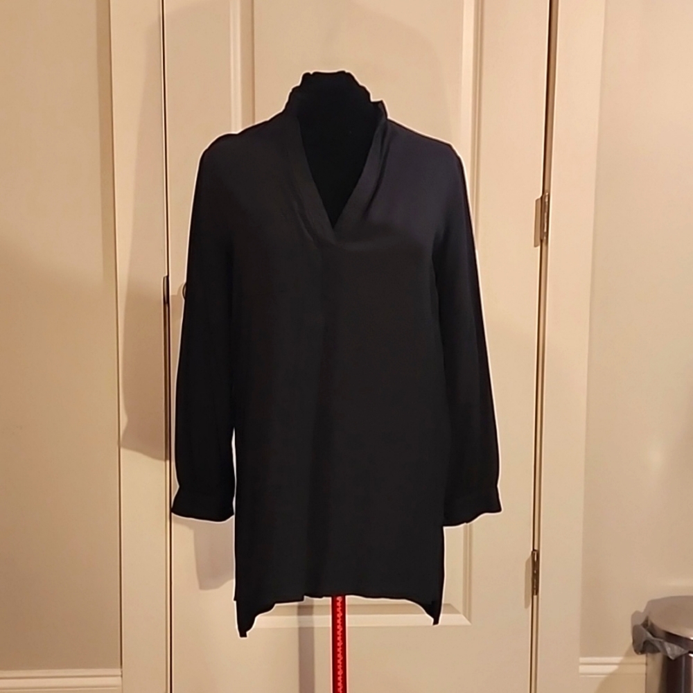 Long Sleeve Black Tunic with right breast pocket, Silence + Noise, Medium